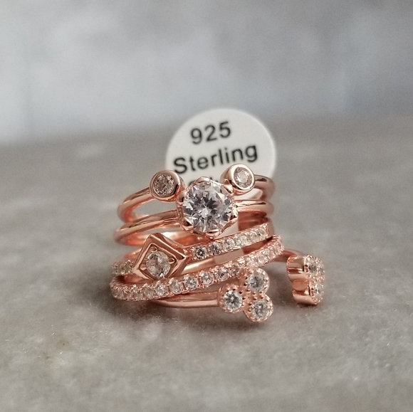 🍒NEW🍒 14K RGP 925 SS STACKABLE RING SET - Picture 2 of 5